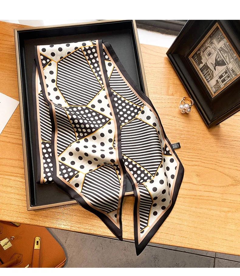 Длинный шелковый шарф-мешок, галстук, женская шея, узкие шарфы, повязка на голову, платок, принт лошади, брендовая женская шейная лента, весна, новинка