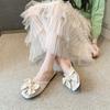 Fashion Bow Bag Head Sandals Women Wear Summer New Pearl Flat Bottom Breathable Half Slippers Tide