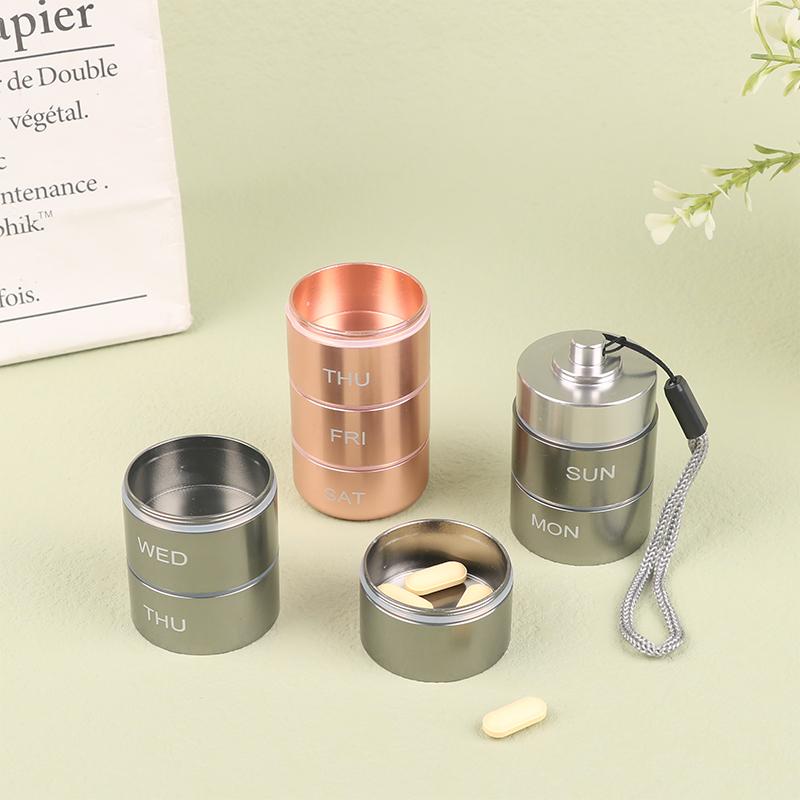 7 Waterproof Sealed Days Split Aluminum Alloy Metal Pill Box Weekly Medicine