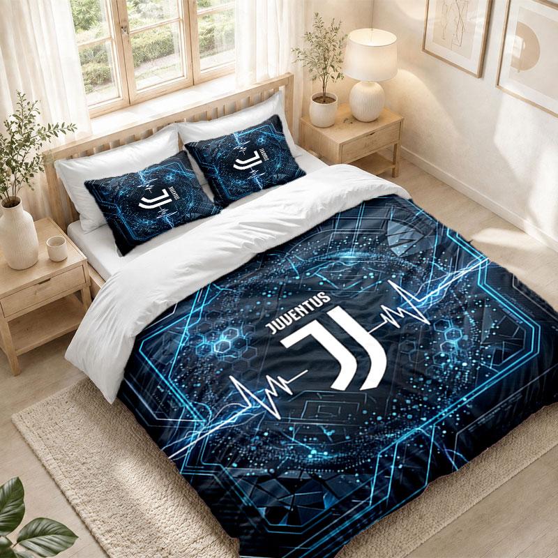 Bedding Set 1 Duvet Cover 2 Pillowcases Juventus FC Print Bedroom Home Decoration