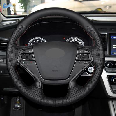 Автоаксессуары Перфорированная Микрофибра Кожа Салон Рулевое колесо Чехол Отделка Для Hyundai Sonata 9 2015 2016 2017 (4-спицевый)