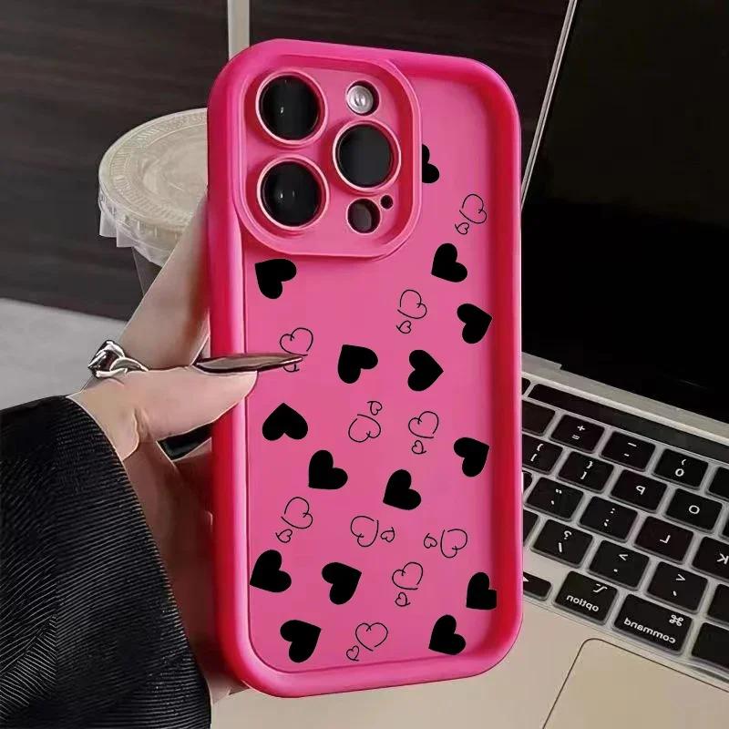 Чехол для телефона iPhone 16 15 13 14 12 11 Pro Max 7 8 15 16 Plus XR X XS Max SE2022 С принтом 'Любовное сердце' Матовый Мягкий Ударопрочный Чехол