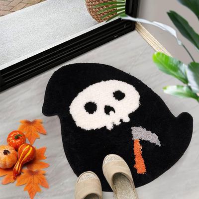 Halloweenská rohožka Vítaná netopýří rohožka Gotický koberec s lebkou a duchem pro přední dveře