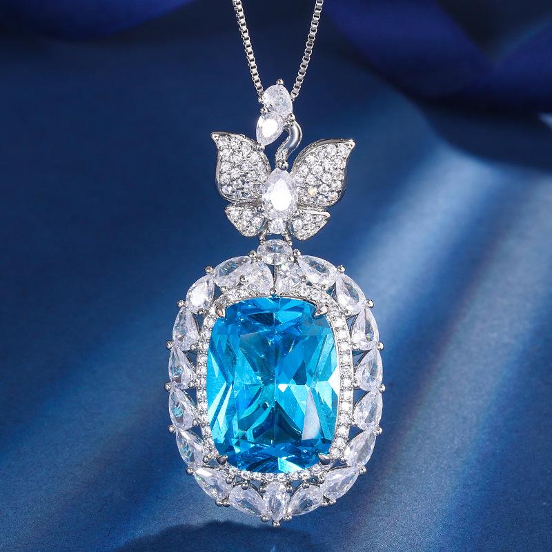 Jewelry Copper Bottom Gold-Plated Simulation Treasure Bow Temperament Luxury Pendant Necklace Main 15 * 20