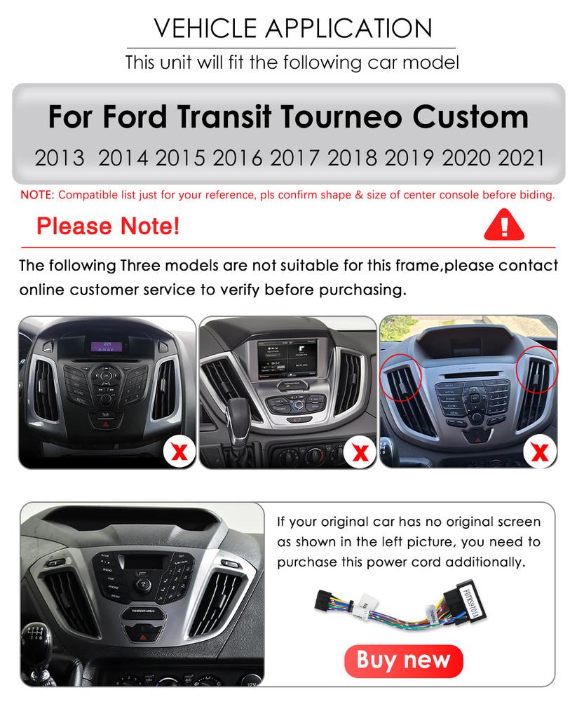 9" Android 15 4G+64G Car Stereo Carplay Android Auto GPS Wifi RDS Bluetooth For Ford Transit Custom 2012-2021 Touchscreen 2Din