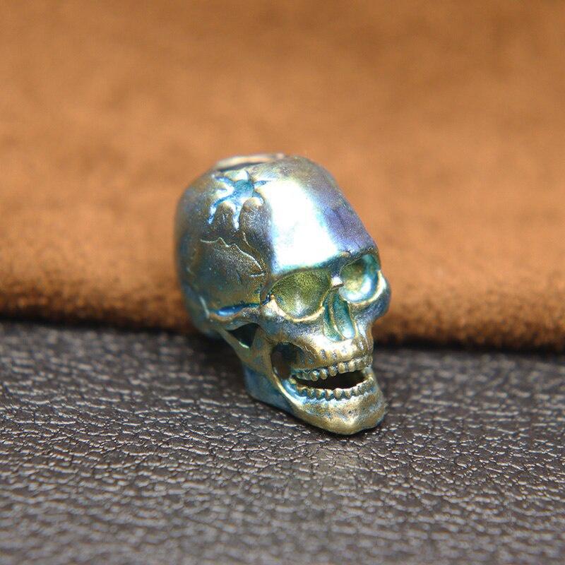 Пулевое отверстие Череп Скелет Нож Бусина Ремешок Подвеска Латунь Панк Ужасы Голова призрака Статуэтки EDC DIY Паракорд Браслет Аксессуар