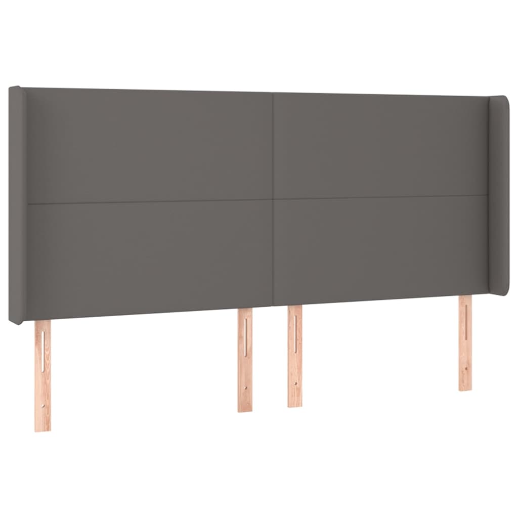 Headboard with Ears Gray 183x16x118 128 cm Faux Leather