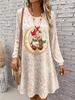 2026 Autumn/winter European and American Style Loose Casual Dress, 3D Leopard Print, Plus Size Dress