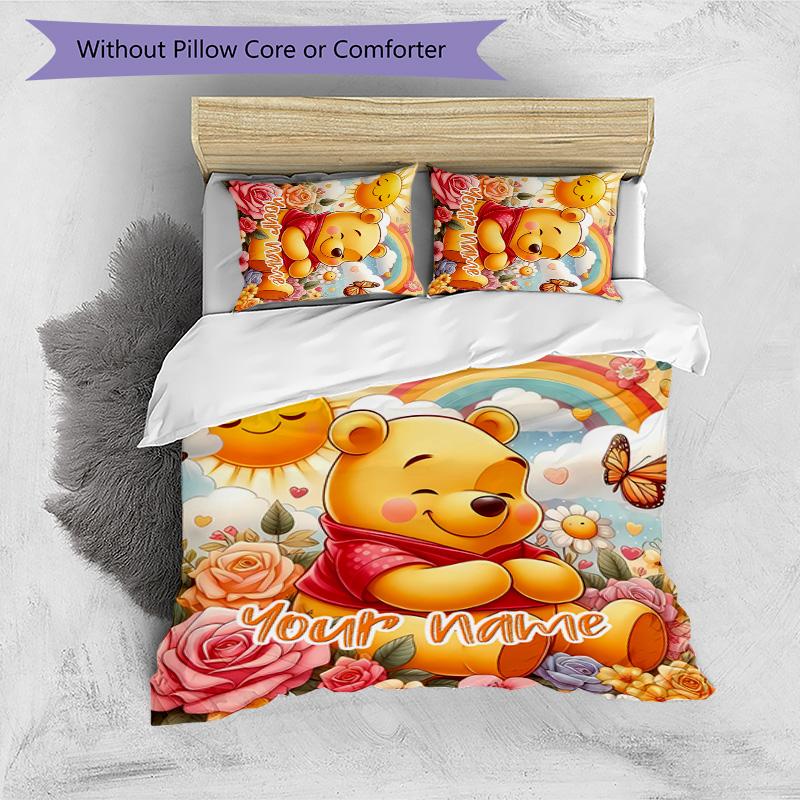 3pcs Winnie4 Cover Set - Personalized Name, HD Printed Bedding with 1 Cover and 2 Pillowcases - Perfect for Home Decor, Easy Care