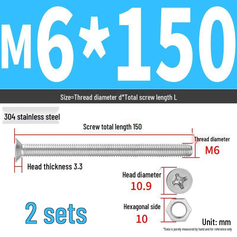 Набор Extra Long Phillips Flat Head Винтов и Гаек из Нержавеющей Стали 304 (2М, 3М, 4М)