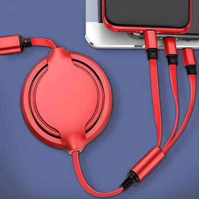 3-в-1 Выдвижной USB-кабель для зарядки iPhone Быстрый проводной кабель для зарядки для телефона Android Type C Для Xiaomi Samsung