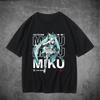 Мультяшная футболка Hatsune Miku для мужчин и женщин Хлопок Стиль одежды Винтажная футболка с коротким рукавом и круглым вырезом Идея для подарка Топы