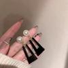 Geometric Earrings for Women Statement Acrylic Hollow Trapezoid Round Imitation Pearl Drop Earrings Vintage Jewelry Gift