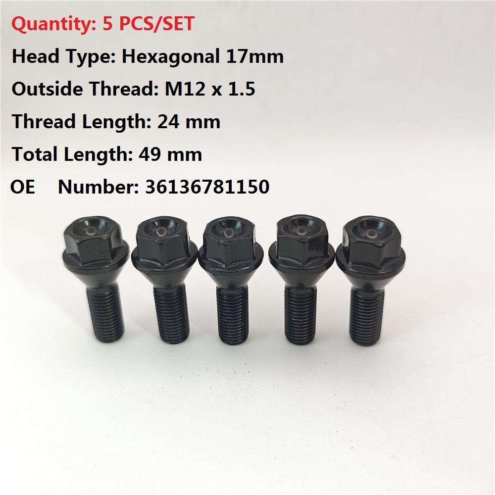 5PCS/20PCS Wheel Lug Bolt Nuts M12X1.5 M14X1.5 M14X1.25 for BMW E46 325 E90 E39 E60 E53 1-2-3-4-5-6-7-8 X1-X2-X3-X4-X5-X6 Z4