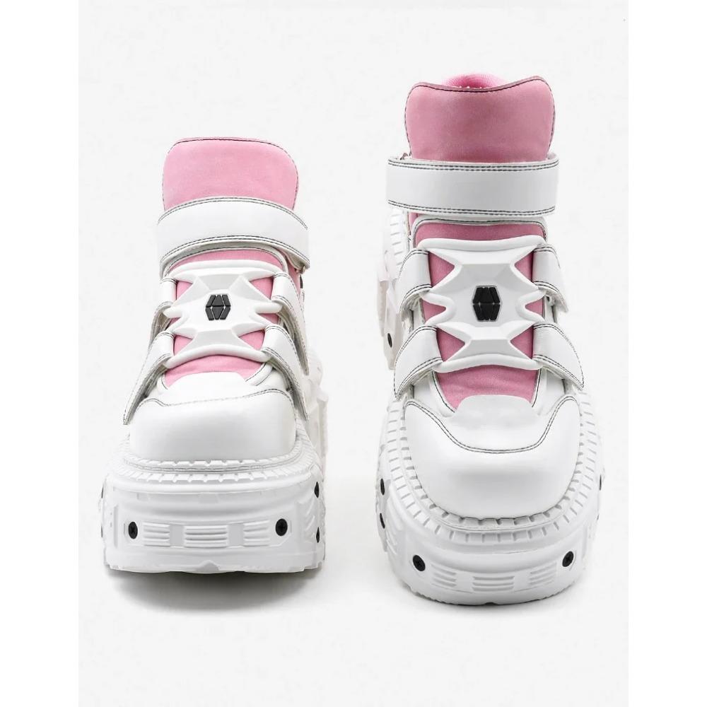 Готические ботильоны, женские кроссовки, новая панк-стиль, женская обувь на шнуровке, высота каблука, обувь на платформе, женский металлический декор