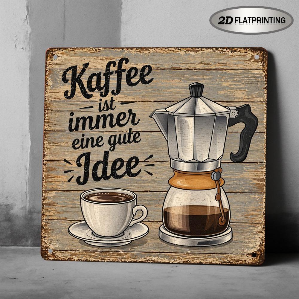 Coffee Is Always a Good Idea Aluminum Metal Sign Vintage Coffee Bar Wall Decor Plaque