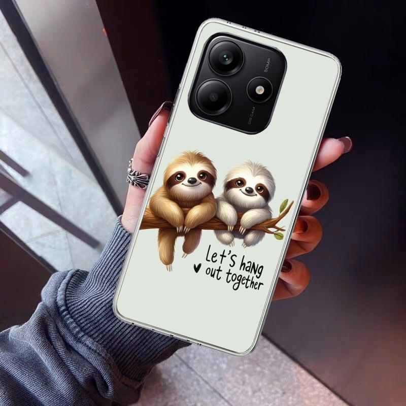Animal Cute Cartoon Sloth Coffee Phone Case For Xiaomi Redmi Note 15 14 14S 13 12S 12 Pro Plus 11S 11 10S 10 4G Cover 11E 11T 5G