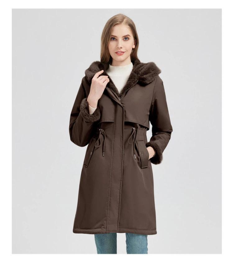 Two-sided Wearing Large Fur Collar Mid-length Fleece-lined Parkas Women's Cotton-padded Coat Thickened Jacket