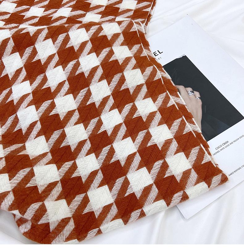 Women's Medium-Length Houndstooth Scarf - Warm, Sweet Style, Imitation Cashmere, Tassel Snood, Thick Shawl