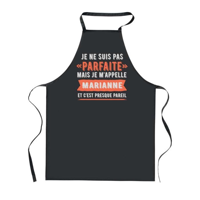 Tablier de cuisine - PLANETEE - Marianne Parfaite - Noir - Impression bretonne - 90x60 cm