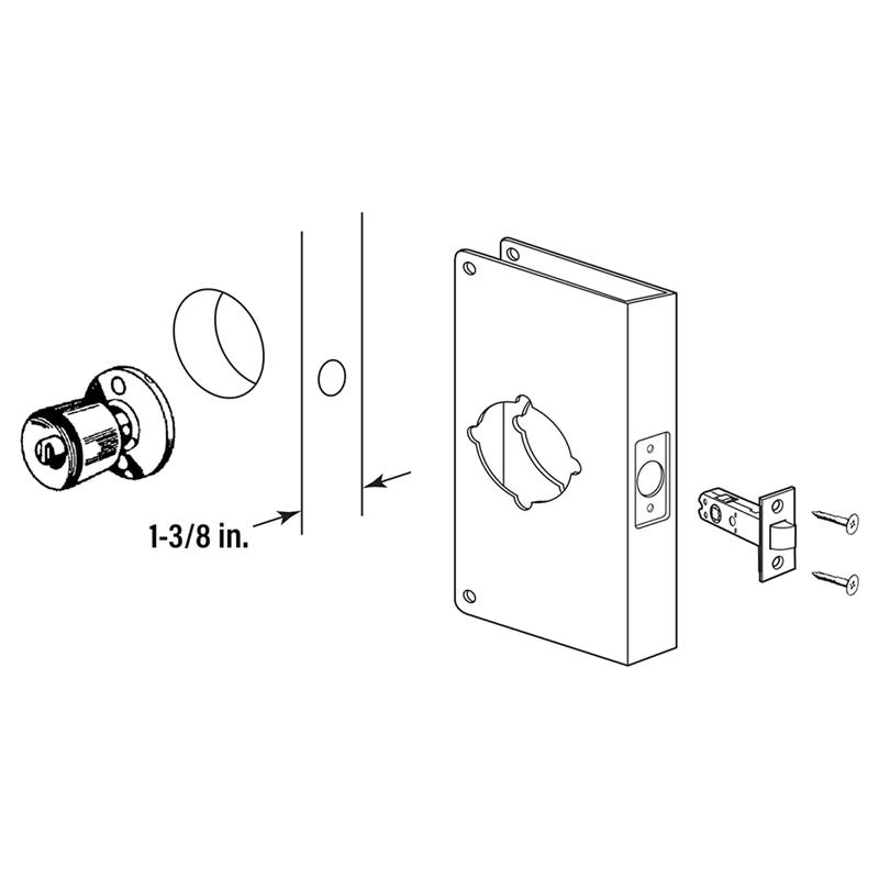 ABJI-Door Reinforcement Plate Locking 2-1/8 Inch Single Hole 2-3/8 Inch Back Plate Hole Door Reinforcement Repair Home