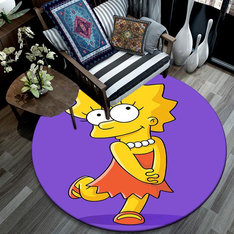 Lisa Simpson pattern round rug,Carpet Rug for Living Room Bedroom Playroom ,Non-slip Floor Mat,Holiday Gifts and Birthday Gifts.