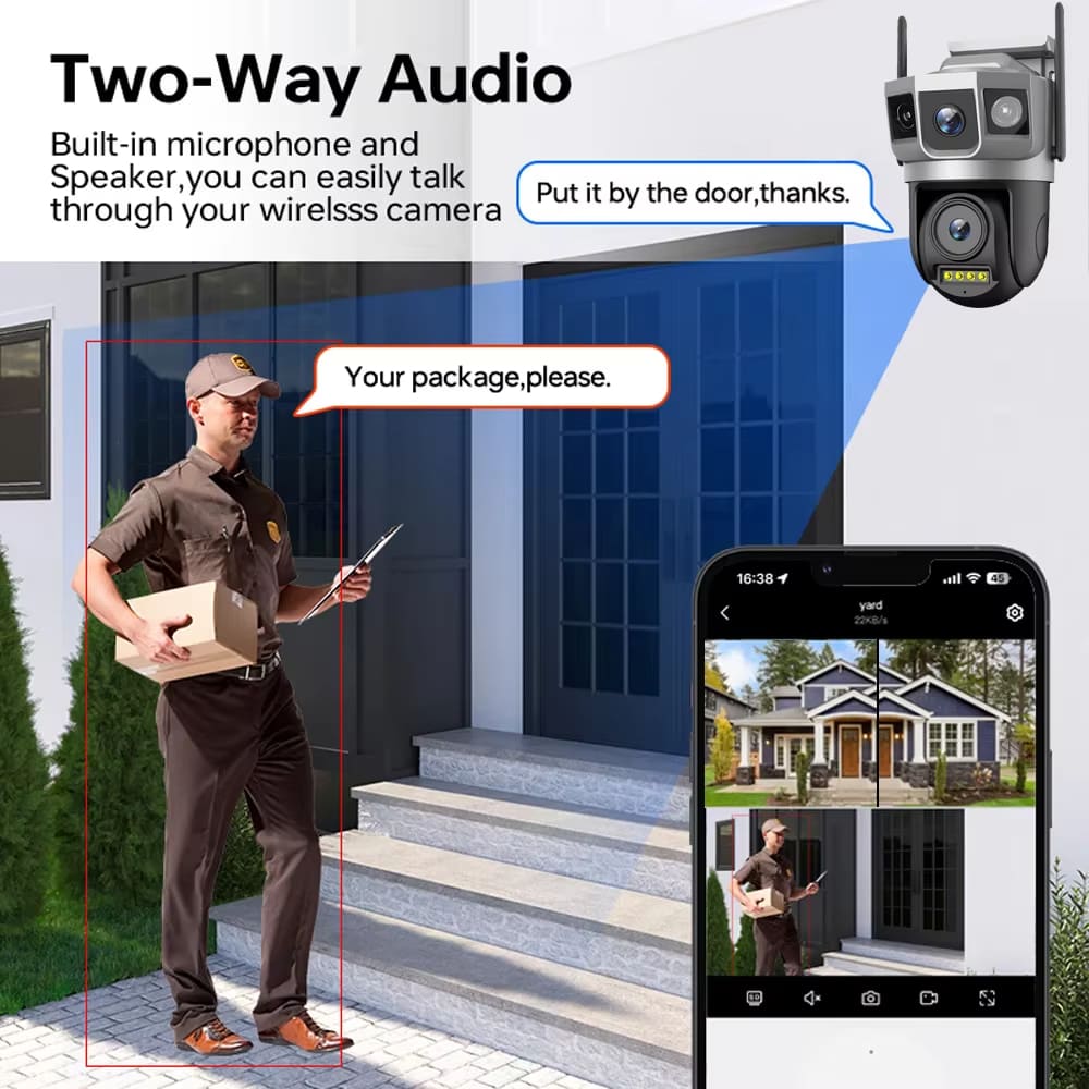 12MP 6K Двойной объектив Тройной экран 4G-SIM IP-камера WiFi Smart Network Беспроводной монитор V380 Безопасность Защита CCTV Домашние камеры