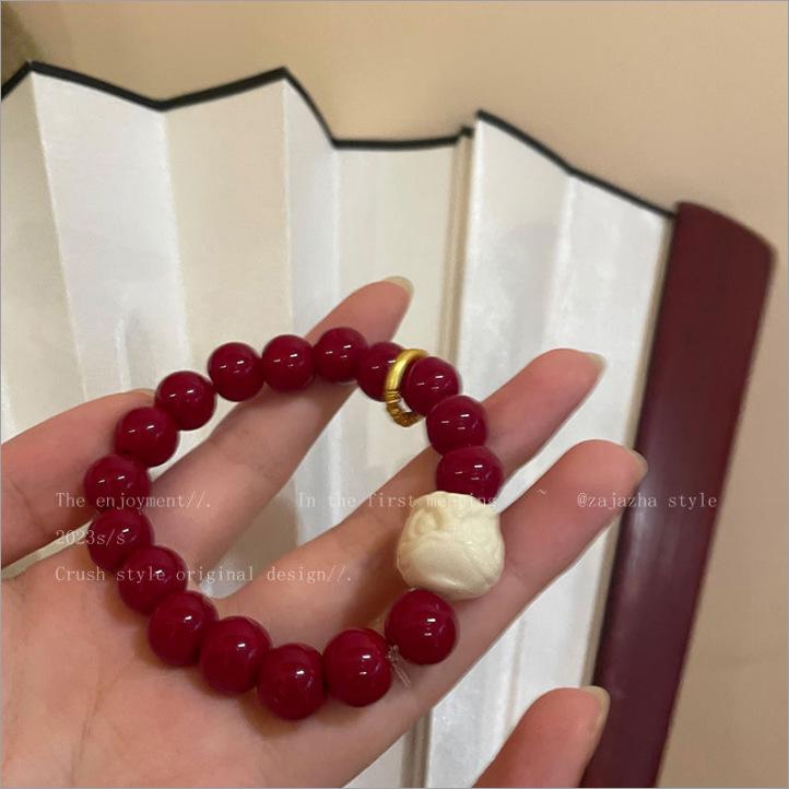 Очаровательный браслет с розовыми кристаллами и цветочным узором - Мечтательный подарок в придворном стиле для девушки