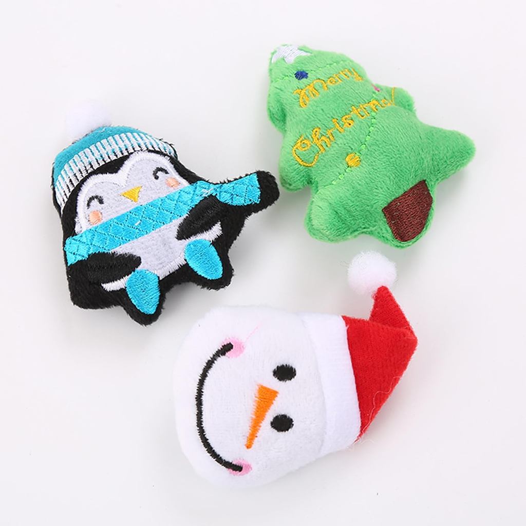 Набор интерактивных игрушек для кошек, плюшевые игрушки на рождественскую тематику: елка, снеговик, пингвин, для кошачьих игрушек и интерактивных игр, прочные, устойчивые к укусам, легко чистятся