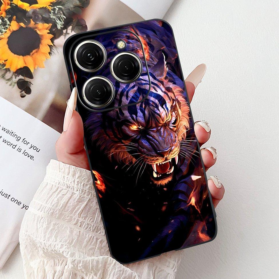 Для Tecno Spark 20 Pro KJ6 Задняя крышка Для Tecno Spark 20 Pro Чехол Черный Силикон Модный Роскошный Милый Мультяшный Ударопрочный Бампер