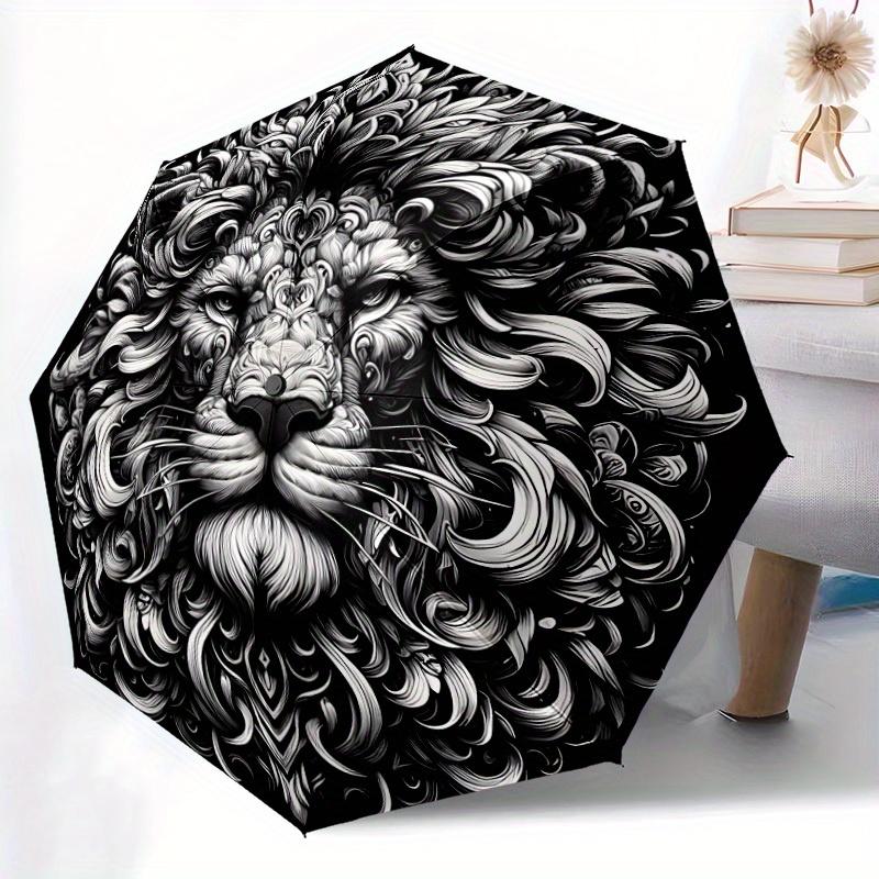 1pc Lion Head Ornament Automatic Umbrella - 8-Rib Foldable Design, Outdoor Adventures, and Family Celebrations yy250829104