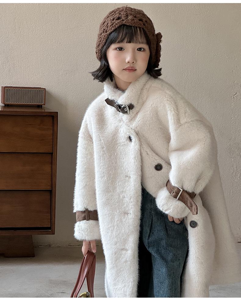 Детское пальто средней длины из искусственного меха норки - Зимняя коллекция 2025