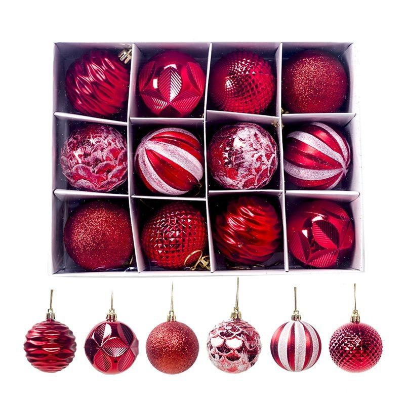 12pcs / Set 6Colors 6cm Christmas Ball Tree Decorated Diameter Christmas Ball Decorated Gift Pendant