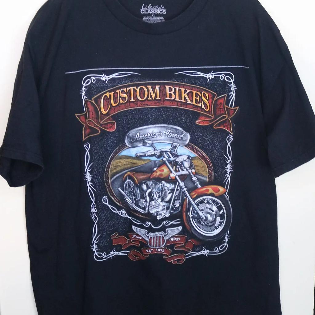 Vintage Custom Bikes T Shirt Black Cotton XL vintage Washed Stretched Breathable Unisex homme Comfortable Casual fashion
