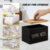 1pc Female Supplies Tampon Bathroom Large Capacity Storge Box,SHARK WEEK Cotton Swab&Sanitary Napkin Wooden White/Black Home Storage Box with Lid.
