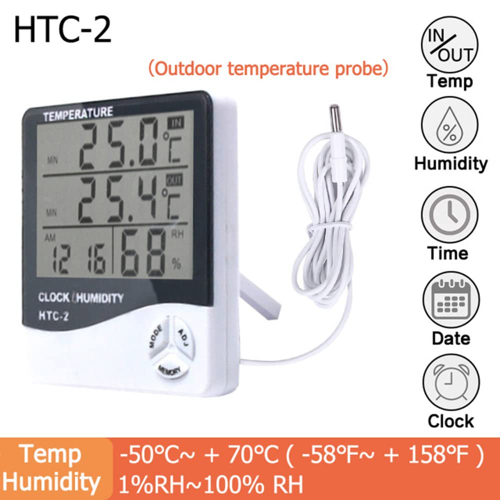 Цифровой ЖК-термогигрометр HTC-2/HTC-1 для дома, помещений, улицы, с часами