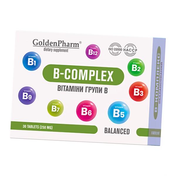 Витамины группы В таблетки, B-Complex, Golden Pharm  30таб (36519021)