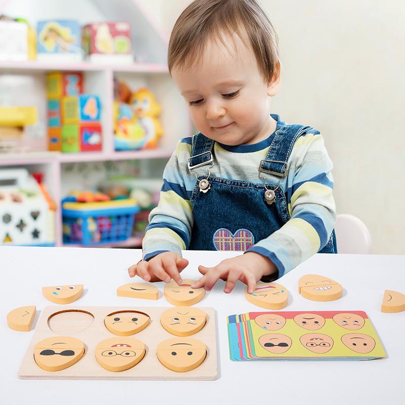 Wooden Children'S Early Education Fun Expression Egg Matching Game Children'S Concentration Training Interactive Educational Toys