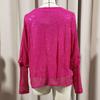 Women Tops Round Neck Lantern Long Sleeve Jumper Tops Loose Fit Glitter