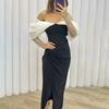 Женское вечернее платье с открытыми плечами и глубоким вырезом с узкой талией и разрезом на подоле, сетчатые рукава, подходящие по цвету до щиколотки, платье для выпускного вечера, коктейльная вечеринка, свадебное платье макси