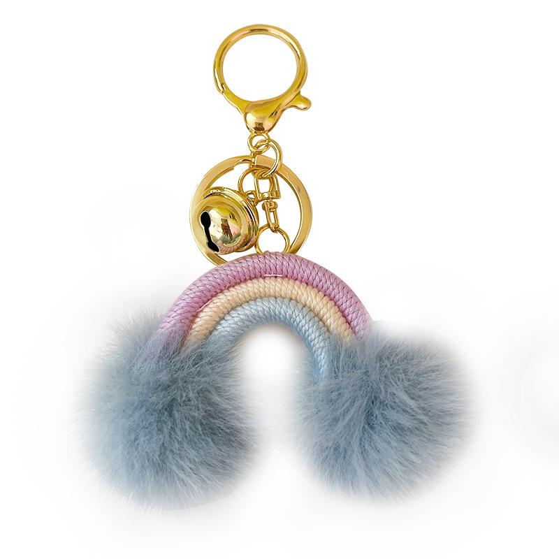 Bohemian Rainbow Pompom Keychain: Trendy Bag Charm with Creative Style