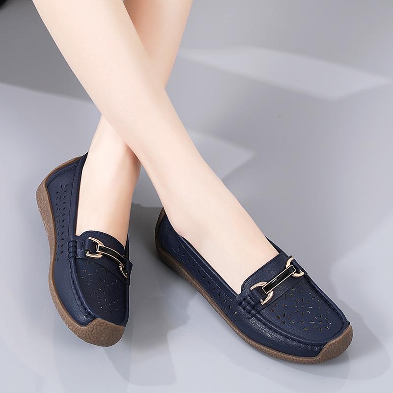 Женские лоферы на плоской подошве, кожаные мокасины для вождения, удобные повседневные без шнуровки прогулочные минималистичные летние балетки для мамы на плоской подошве