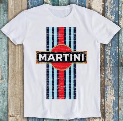 2025 Ретро Футболка Martini Racing Винтажный Автомобиль Хипстер Унисекс Крутой Подарок Футболка Мужская и Женская Одинаковая Круглый Вырез Футболка
