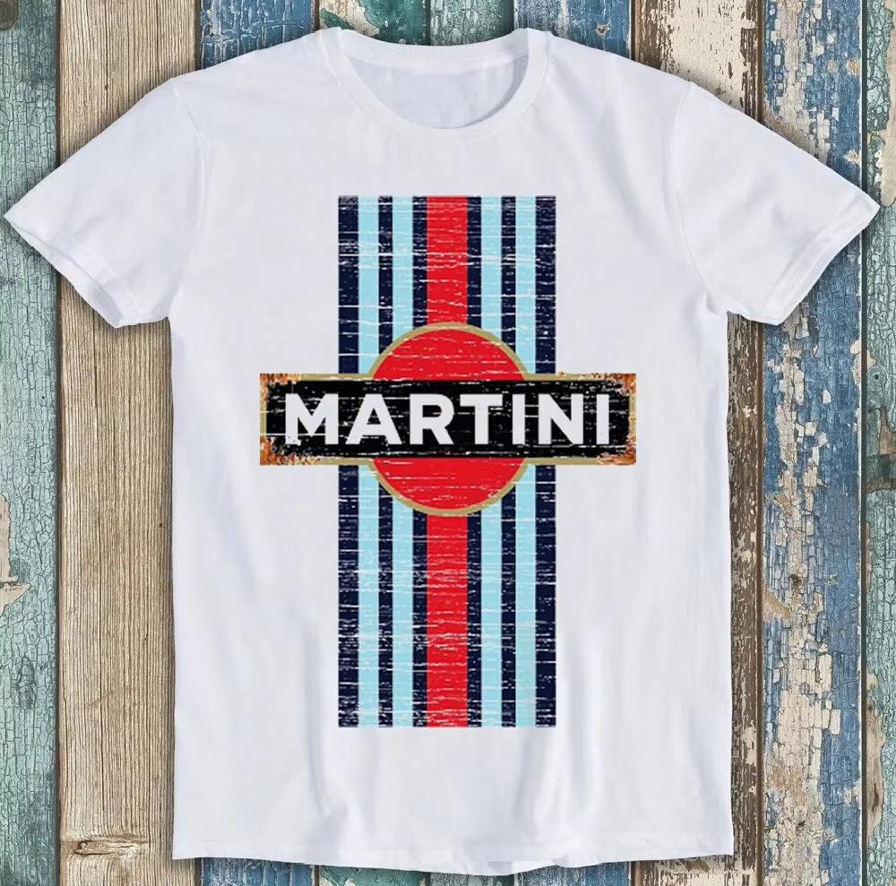 2025 Ретро Футболка Martini Racing Винтажный Автомобиль Хипстер Унисекс Крутой Подарок Футболка Мужская и Женская Одинаковая С Круглым Вырезом Футболка - Мужская ...