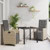 VidaXL 3-piece Garden Set with Beige Cushions, Modern Poly Rattan Square Table and Chairs for Outdoor Use, 3380337