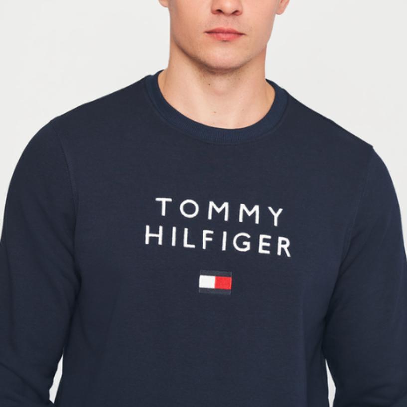 Tommy Hilfiger Мягкая и удобная мужская толстовка с круглым вырезом и длинными рукавами, темно-синяя, 78J5057-410