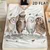 1Pc Collage Watercolor Owl Print Flannel Blanket,High quality Comfortable for All Seasons,Home Decor,Warmth and Comfort,Perfect for Christmas Gifts
