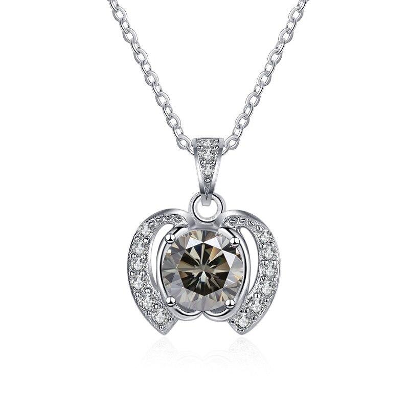 Bague Ringen Трендовое женское круглое ожерелье из муассанита весом 1 карат, подвеска в форме яблока, цепочка на ключицы, серебро 925, ювелирные изделия на Рождество