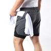 Мужские шорты для бега 2-в-1 с карманами для полотенец, быстросохнущие шорты для тренировок в тренажерном зале