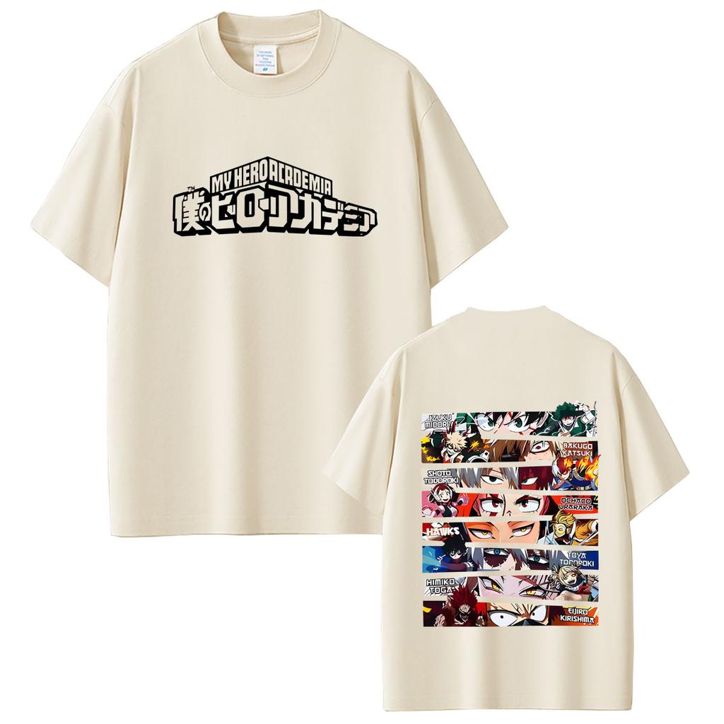 Hot Sale Anime My Hero Academia Midoriya Izuku Shoto Todoroki Bakugou Katsuki Eyes Print T-shirt Unisex Women Casual Vintage Tshirt